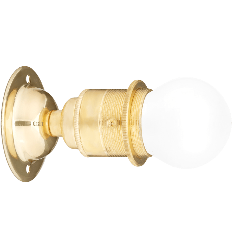 BRASS FIXED E27 WALL BULB HOLDER - DYKE & DEAN