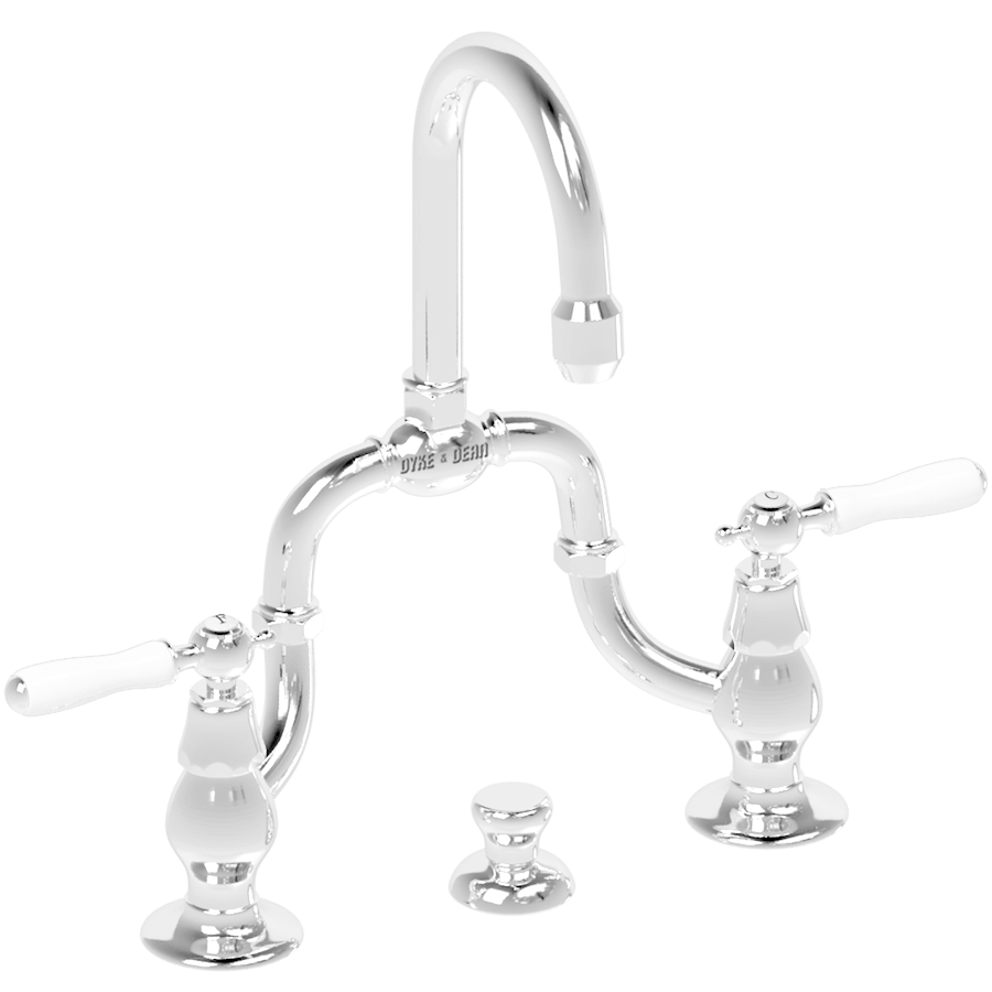 BRIDGE SINK MIXER PORCELAIN LEVER TAPS - DYKE & DEAN