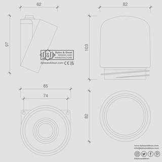 CERAMIC ANGLED WALL LIGHT FROSTED E27 - DYKE & DEAN