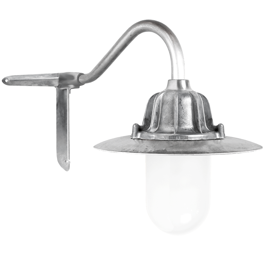 CORNER SWAN NECK SHADED FROSTED LANTERN - DYKE & DEAN