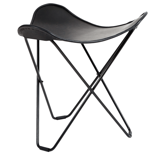 CUERO FLYING GOOSE STOOL BLACK LEATHER - DYKE & DEAN