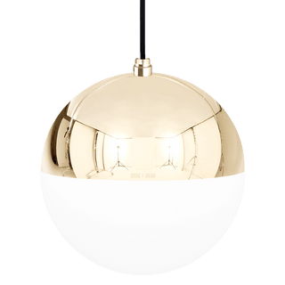 DOME CAPPED OPAL GLOBE PENDANT BRASS 200MM - DYKE & DEAN