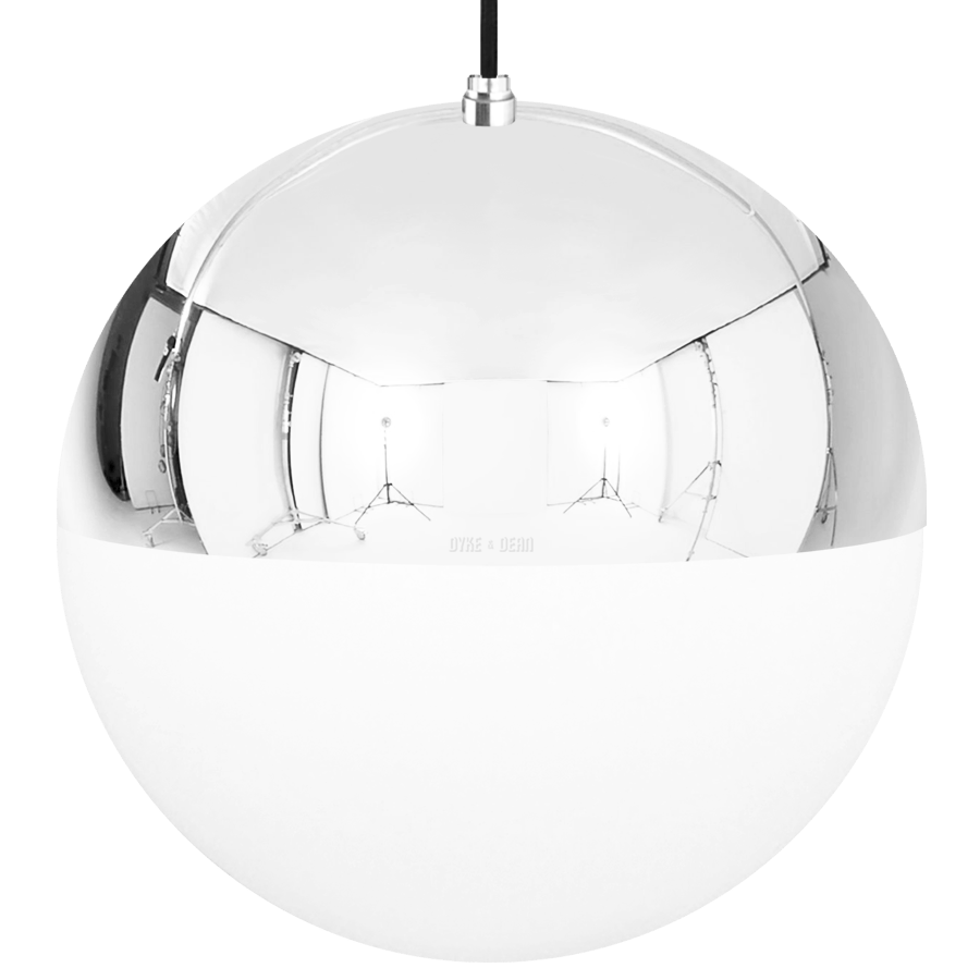 DOME CAPPED OPAL GLOBE PENDANT CHROME 500MM - DYKE & DEAN