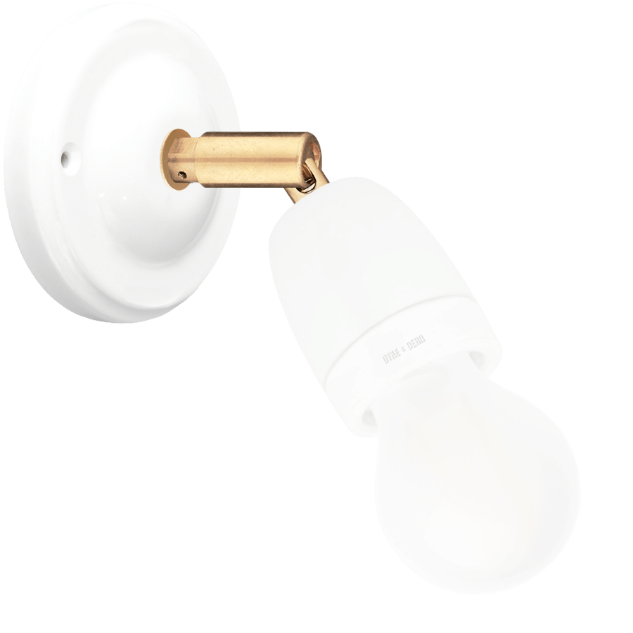 DYKE & DEAN LARGE WHITE CERAMIC LAMP BRASS ELBOW - DYKE & DEAN