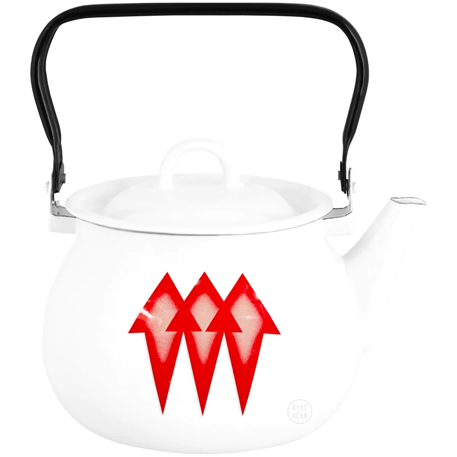 ENAMEL RED ARROW KETTLE - DYKE & DEAN