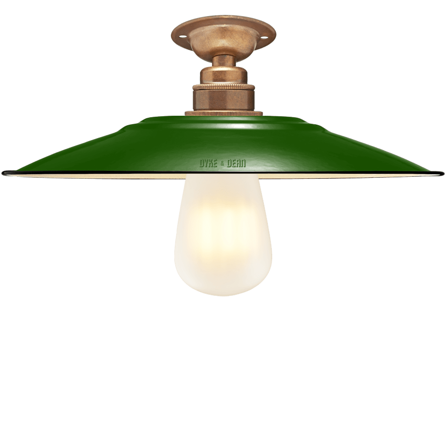 FIXED FLAT GREEN ENAMEL SHADE - DYKE & DEAN