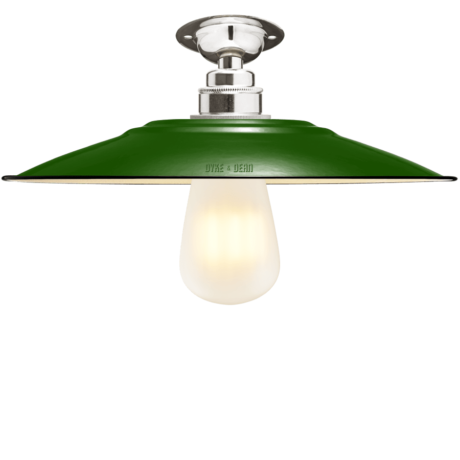 FIXED FLAT GREEN ENAMEL SHADE - DYKE & DEAN