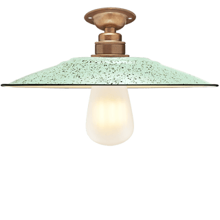 FIXED FLAT MINT GREEN SPECKLE ENAMEL SHADE - DYKE & DEAN