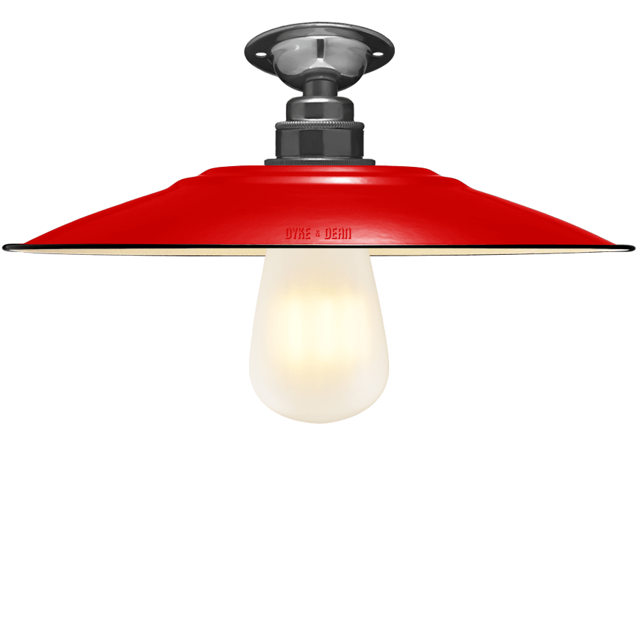 FIXED FLAT RED ENAMEL SHADE - DYKE & DEAN