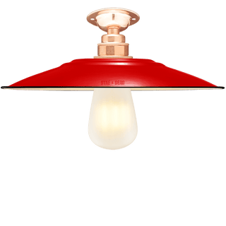 FIXED FLAT RED ENAMEL SHADE - DYKE & DEAN