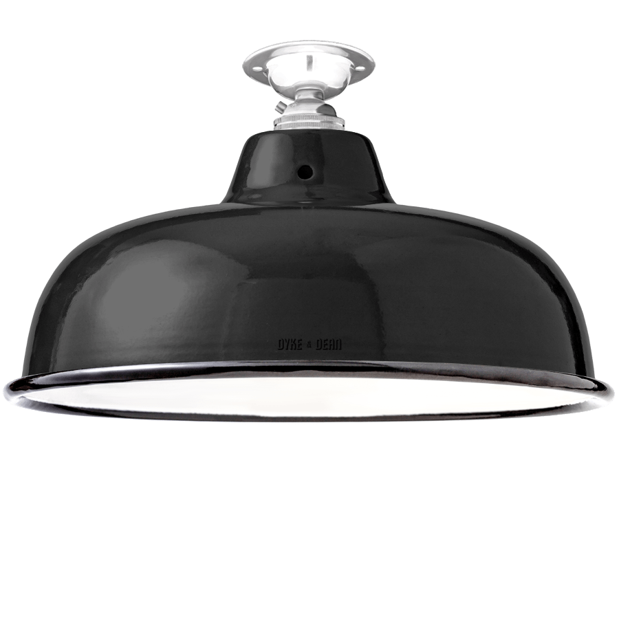 FIXED NECK VENT BLACK ENAMEL SHADE - DYKE & DEAN