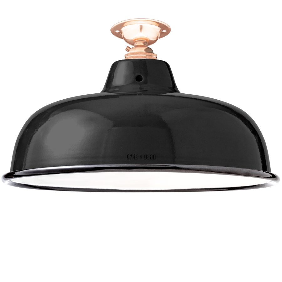 FIXED NECK VENT BLACK ENAMEL SHADE - DYKE & DEAN