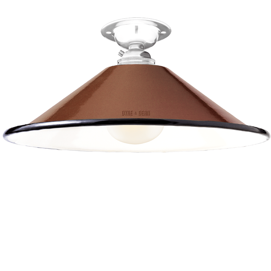 FIXED SMALL BROWN ENAMEL CONE SHADE - DYKE & DEAN