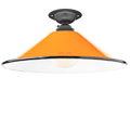 FIXED SMALL ORANGE ENAMEL CONE SHADE - DYKE & DEAN