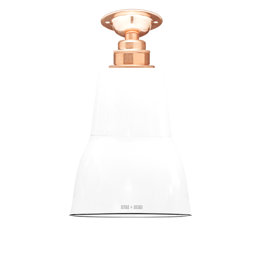 FIXED SMALL WHITE ENAMEL SHADE - DYKE & DEAN