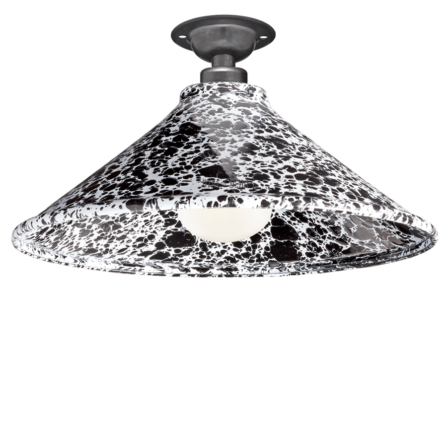 FIXED SPLATTERWARE BLACK ENAMEL CONE SHADE - DYKE & DEAN