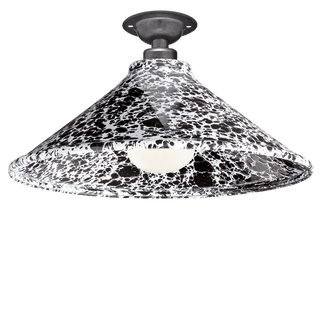 FIXED SPLATTERWARE BLACK ENAMEL CONE SHADE - DYKE & DEAN