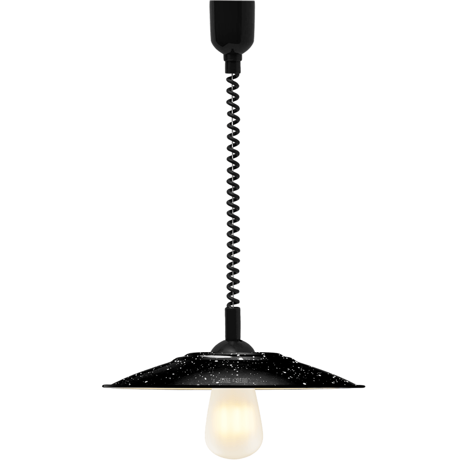 FLAT BLACK SPECKLED ENAMEL RETRACTABLE CORD LIGHT - DYKE & DEAN