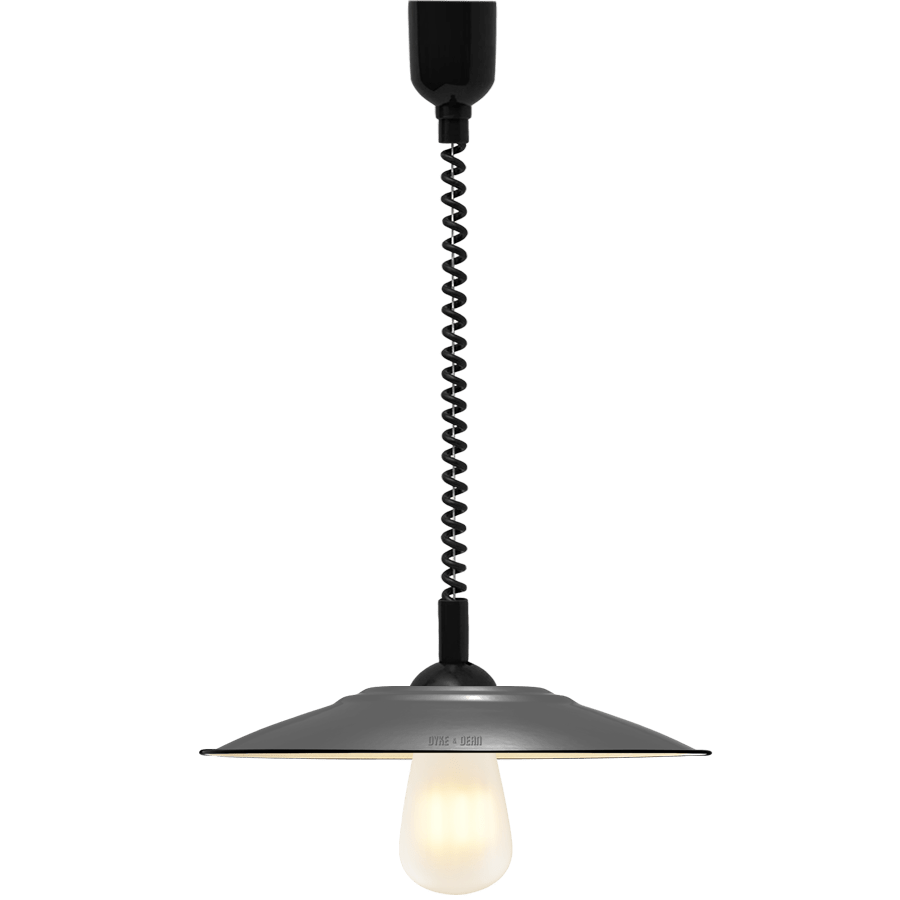 FLAT GREY ENAMEL RETRACTABLE CORD LIGHT - DYKE & DEAN