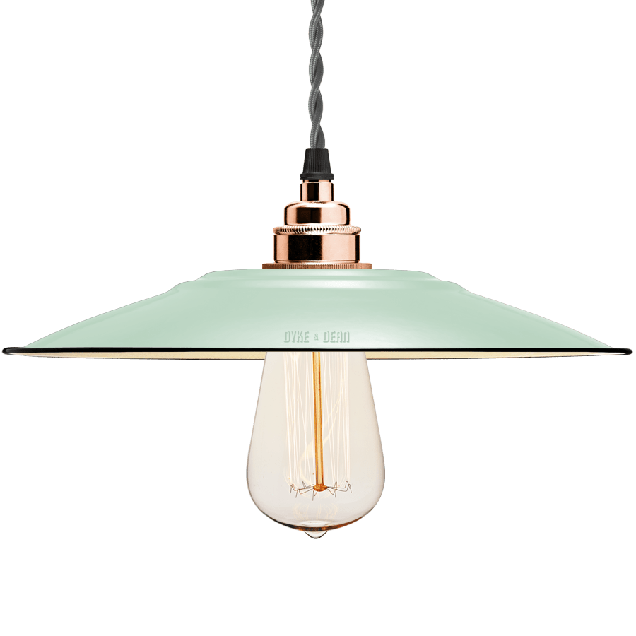 FLAT MINT GREEN ENAMEL SHADE - DYKE & DEAN