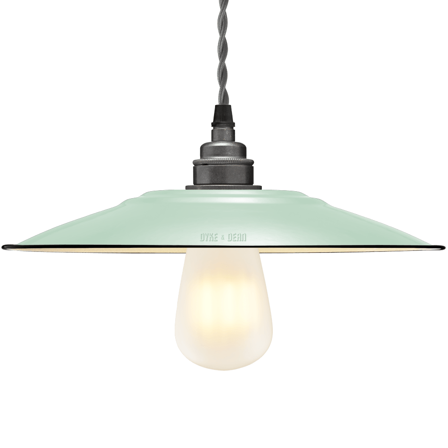 FLAT MINT GREEN ENAMEL SHADE - DYKE & DEAN