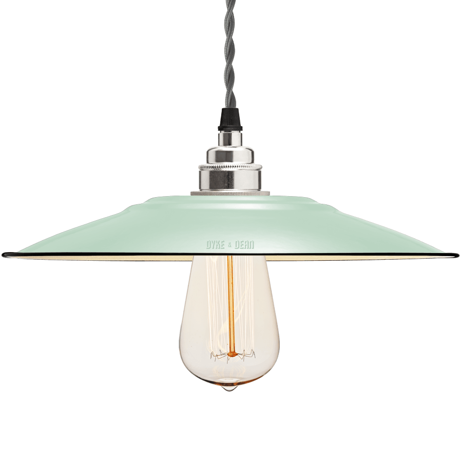 FLAT MINT GREEN ENAMEL SHADE - DYKE & DEAN