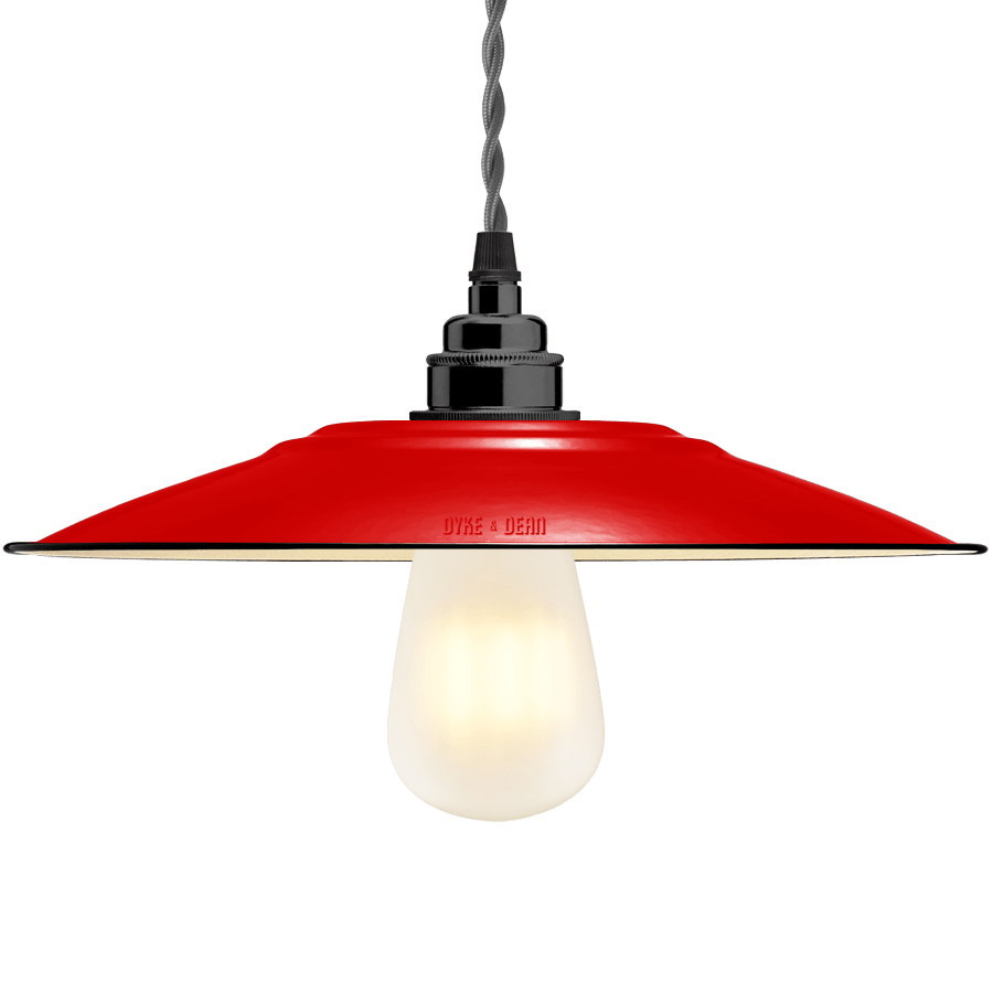 FLAT RED ENAMEL SHADE - DYKE & DEAN