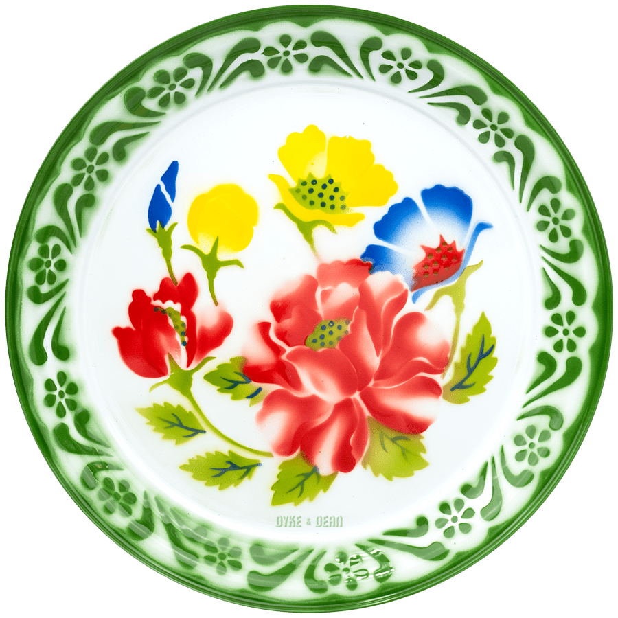 FLOWER ENAMEL TRAY GREEN - DYKE & DEAN