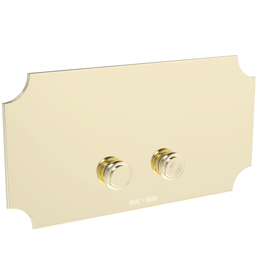 GEORGIAN CORNERS TOILET FLUSH PLATE BRASS - DYKE & DEAN