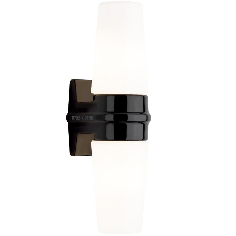 IFO ELECTRIC DOUBLE BLACK PORCELAIN WALL LIGHT - DYKE & DEAN