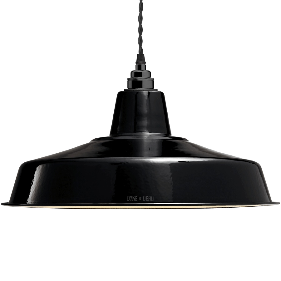 LARGE BLACK ENAMEL SHADE - DYKE & DEAN