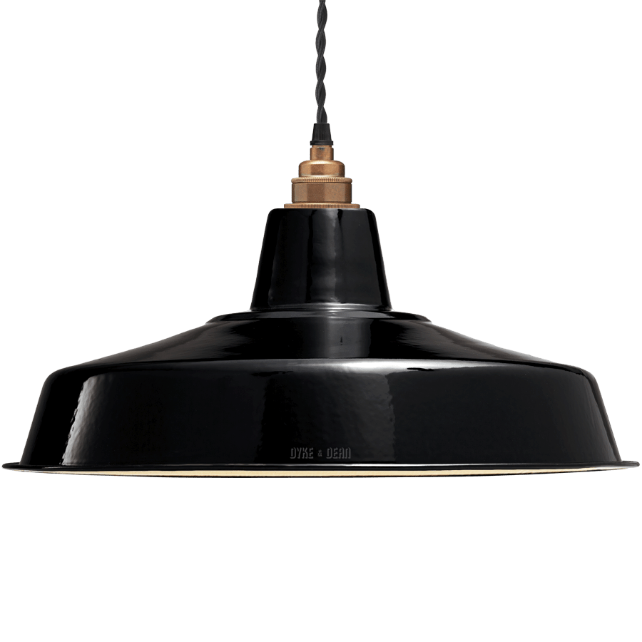 LARGE BLACK ENAMEL SHADE - DYKE & DEAN