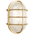LARGE CAGE OVAL BRASS BULKHEAD LIGHT - DYKE & DEAN