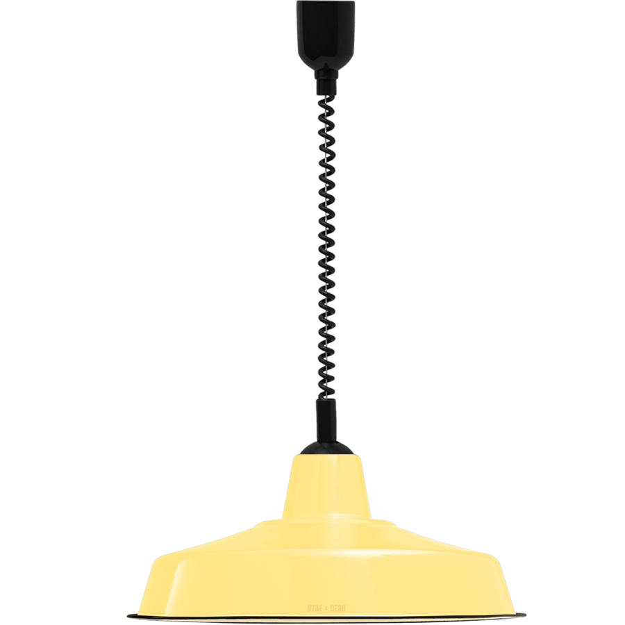 LARGE CUSTARD ENAMEL RETRACTABLE CORD LIGHT - DYKE & DEAN