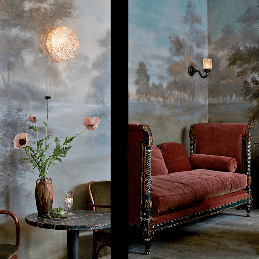 MOULDED ROUND GLASS WALL & CEILING LIGHT - DYKE & DEAN