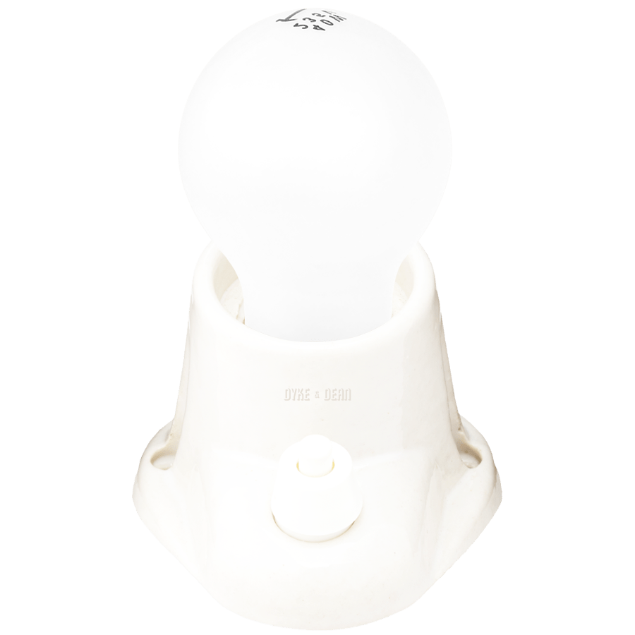 OFF WHITE LIGHT SWITCHED CERAMIC FIXED SOCKET LAMP - DYKE & DEAN