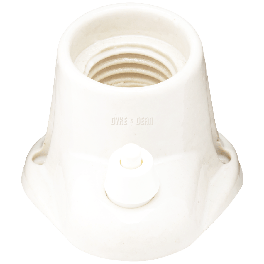 OFF WHITE LIGHT SWITCHED CERAMIC FIXED SOCKET LAMP - DYKE & DEAN