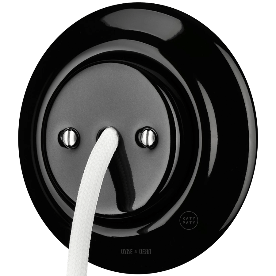 PORCELAIN WALL CABLE GLAND SOCKET BLACK - DYKE & DEAN
