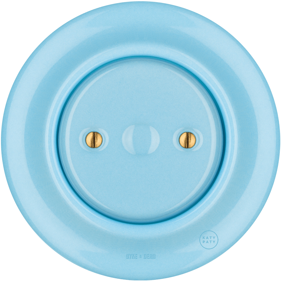 PORCELAIN WALL END PLUG SOCKET PASTEL BLUE - DYKE & DEAN