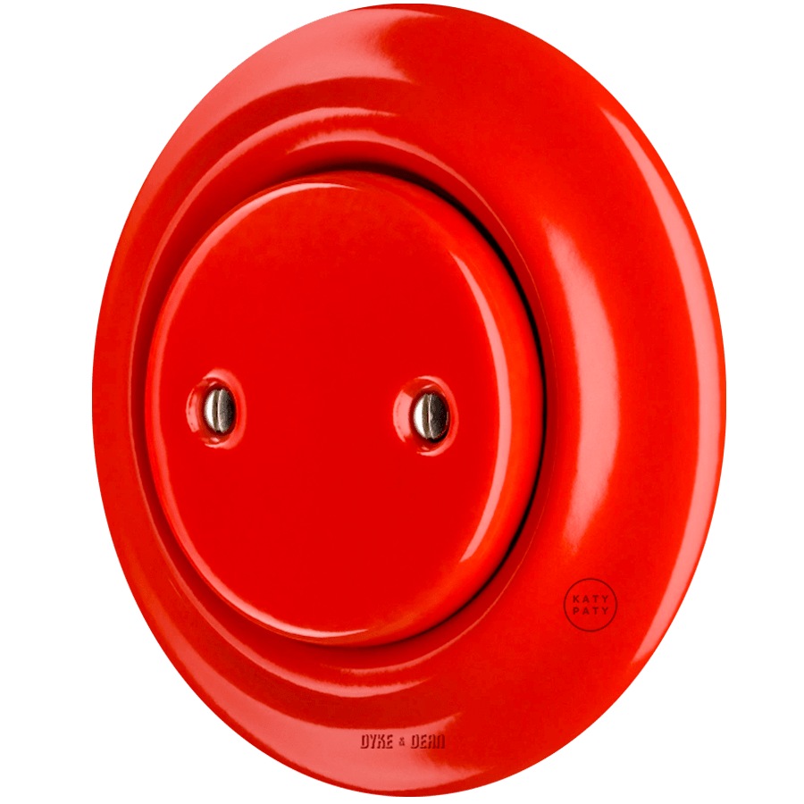 PORCELAIN WALL END PLUG SOCKET RED - DYKE & DEAN