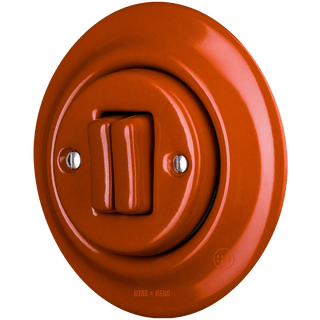 PORCELAIN WALL LIGHT SWITCH BRICK RED DOUBLE - DYKE & DEAN