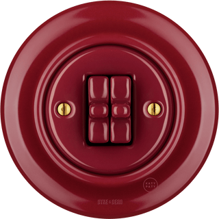 PORCELAIN WALL LIGHT SWITCH BURGUNDY 2 TOGGLE - DYKE & DEAN