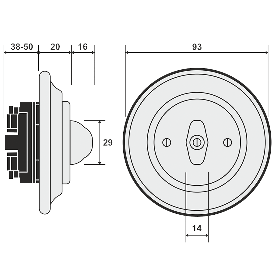 PORCELAIN WALL LIGHT SWITCH BURGUNDY ROTARY - DYKE & DEAN