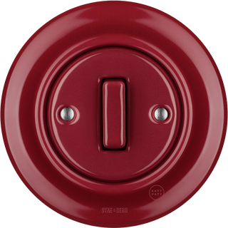 PORCELAIN WALL LIGHT SWITCH BURGUNDY SLIM BUTTON - DYKE & DEAN