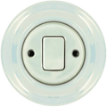 PORCELAIN WALL LIGHT SWITCH CONCHA FAT BUTTON - DYKE & DEAN