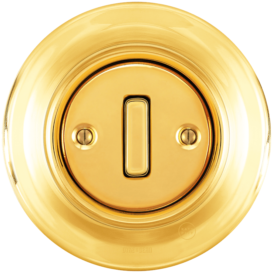 PORCELAIN WALL LIGHT SWITCH GOLD SLIM BUTTON - DYKE & DEAN