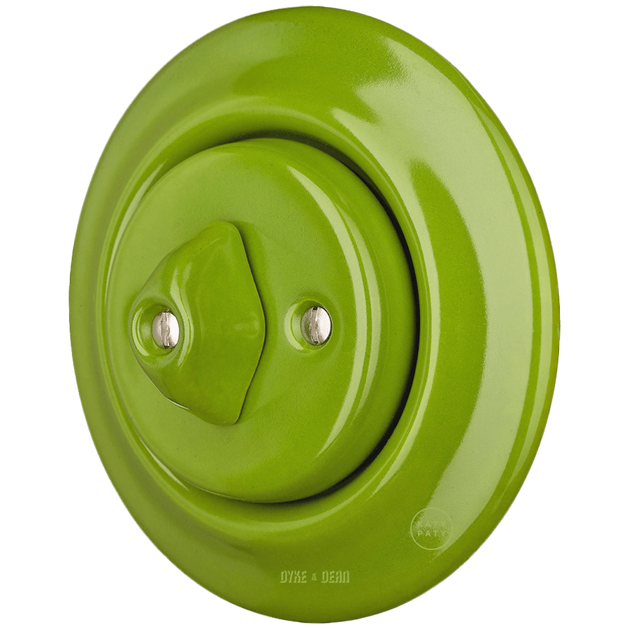 PORCELAIN WALL LIGHT SWITCH GREEN ROTARY - DYKE & DEAN