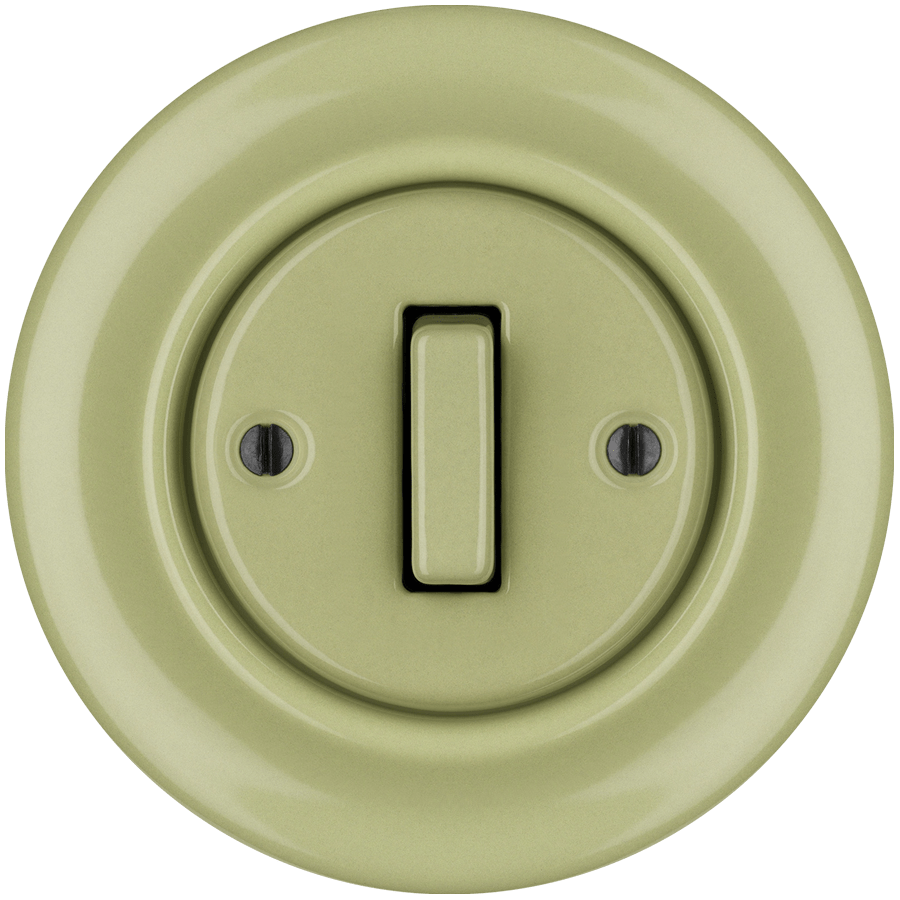 PORCELAIN WALL LIGHT SWITCH MOSS GREEN SLIM BUTTON - DYKE & DEAN