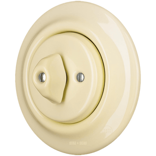 PORCELAIN WALL LIGHT SWITCH VANILLA ROTARY - DYKE & DEAN