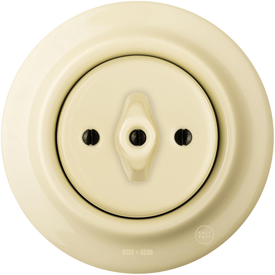 PORCELAIN WALL LIGHT SWITCH VANILLA ROTARY - DYKE & DEAN